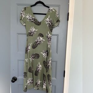Pineapple Print Dress with Cutout on Back